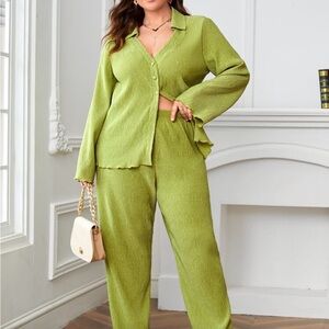 Green Plisse 2 piece Set